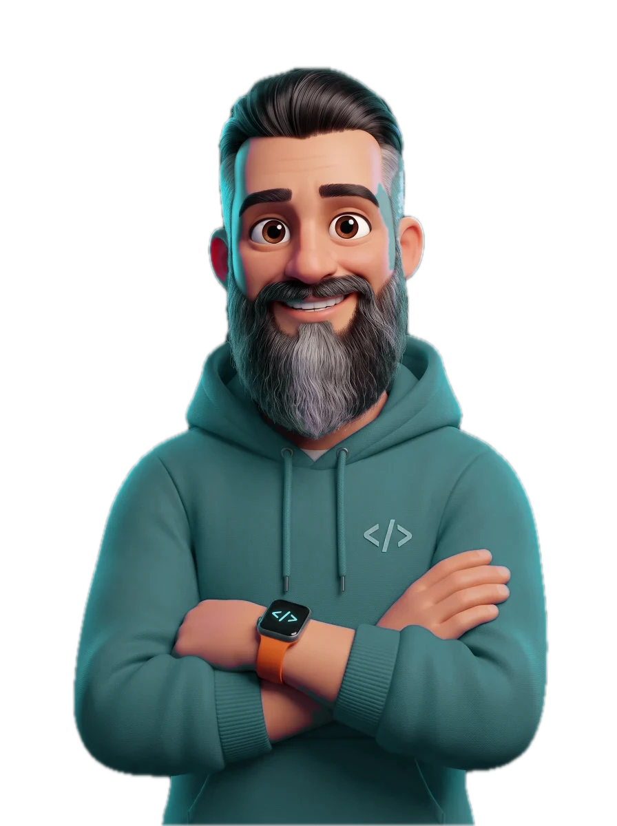 Avatar 3D de Renato Ferreira de braços cruzados